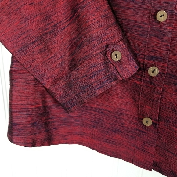 Couture Mazzaro Womens Button Blouse Jacket Red Black Sheen Size Large Vintage - Picture 3 of 7